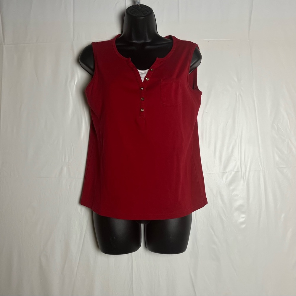 5/$25 Karen Scott women sleeveless red cotton comfort top size‎ M